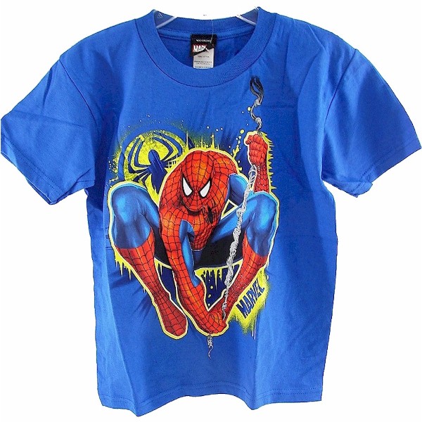  Spider Man Boys Royal Blue 100% Cotton Juvy T-Shirts Intrusion 