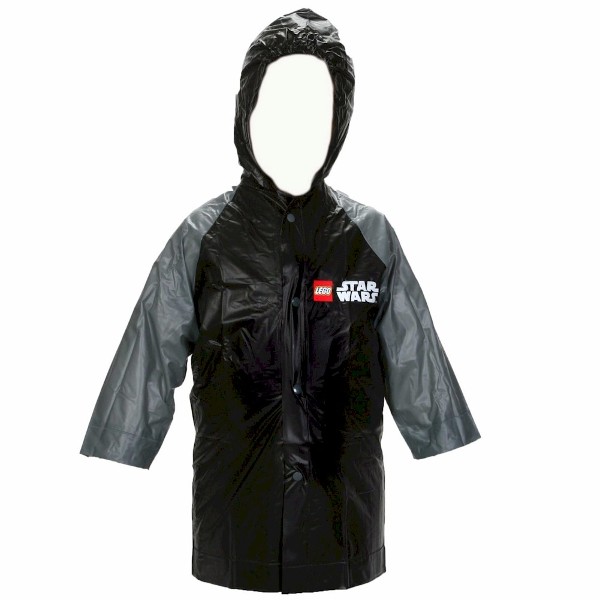  Star Wars Lego Boy's Rain Slicker Black/Grey Hooded Poncho 