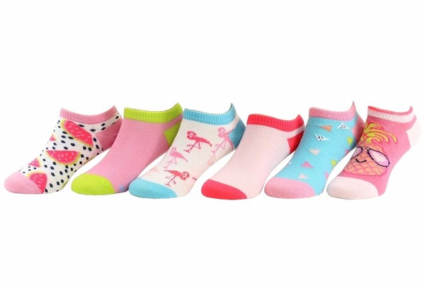  Stride Rite Toddler/Little/Big Girl's 6-Pairs Tropical Tessa Pink No Show Socks 