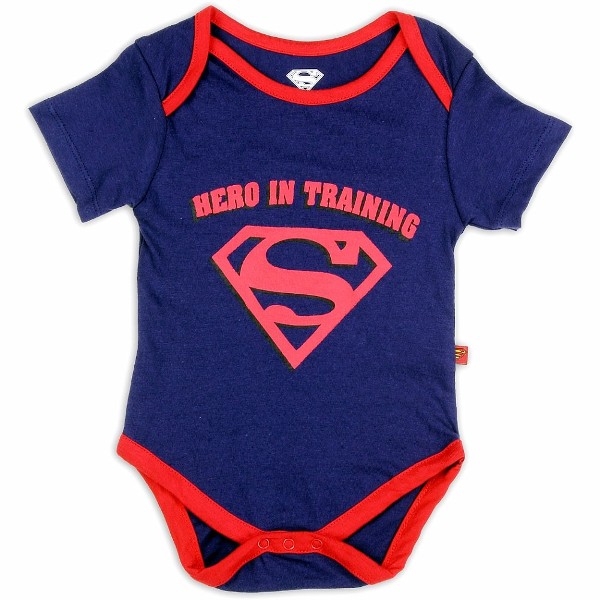  Superman Infant Boy's Creeper Hero In Training Navy Bodysuit 