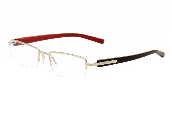  Tag Heuer Eyeglasses TH8203 8203 001 Shiny Black/Red Semi-Rim Optical Frame 53mm 