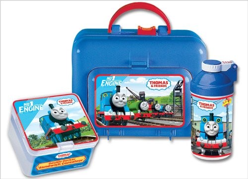  Thomas Kids Blue Deluxe Lunch Box Set With Pop Up Bottle And Sandwich Container 