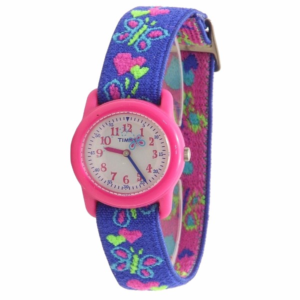  Timex Kids Girl's T89001 Hearts & Butterflies Blue Analog Watch 