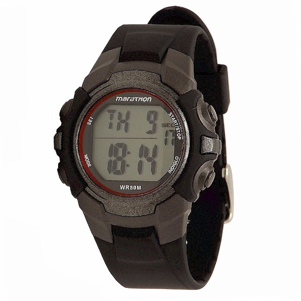  Timex Men's Marathon T5K6429J Indiglo Black/Silver Digital Sport Watch 