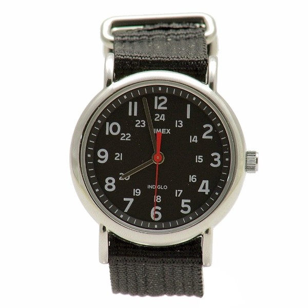  Timex Men's T2N647KW Weekender Slip Thru Black Analog Nylon Watch 