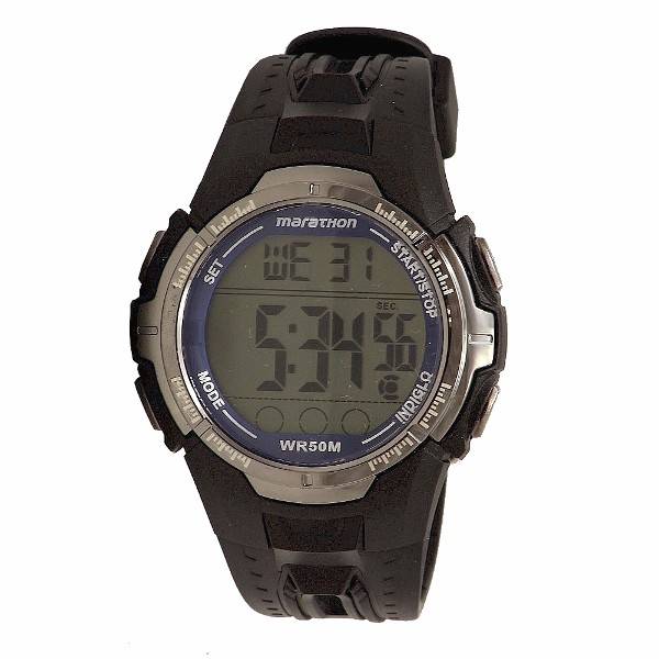  Timex Men's T5K3599J Marathon Indiglo Black/Blue Digital Sport Watch 