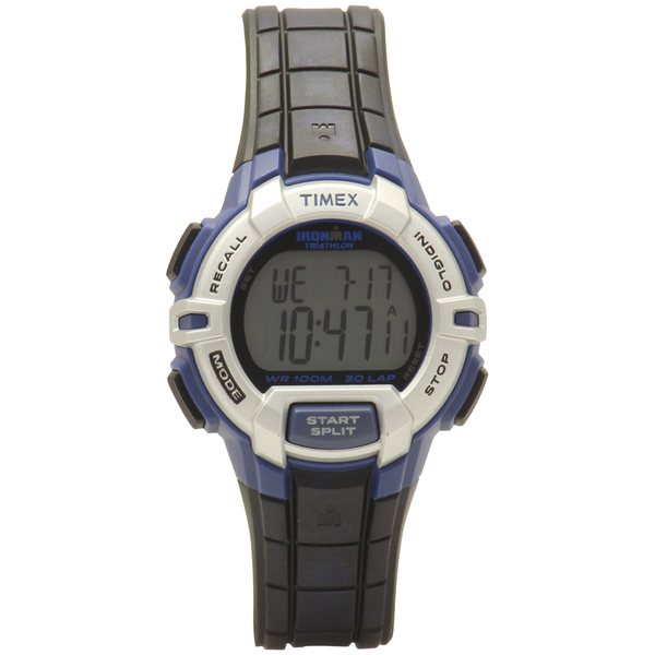  Timex Men's T5K7919J Ironman Black/Blue/Silver Tone Digital Sport Wat 