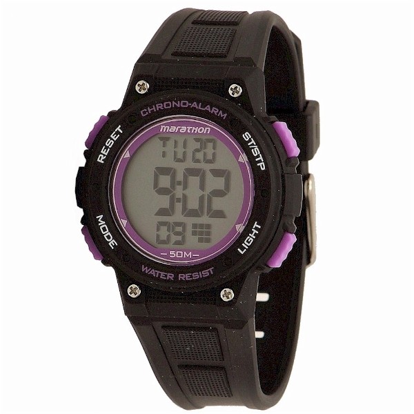  Timex Women's Marathon TW5K847009J Indiglo Black/Purple Digital Sport Watch 