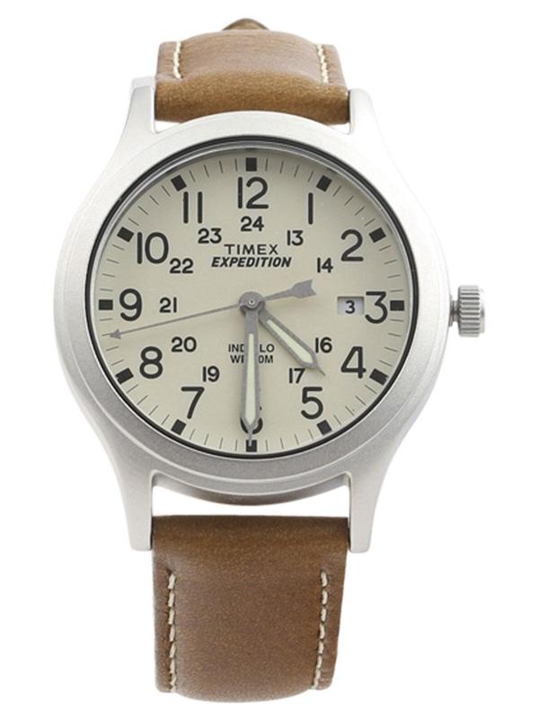  Timex Women's TW4B11000 Expedition Scout 36 Silver/Beige/Brown Analog Watch 