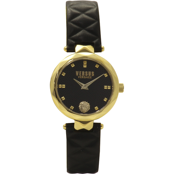  Versus By Versace Covent Garden SCD050016 Gold/Black Leather Analog Watch 