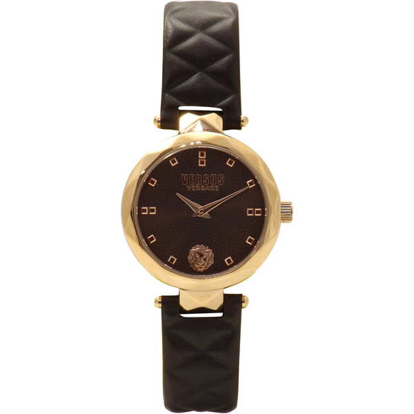  Versus By Versace Covent Garden SCD070016 Rose Gold/Black Leather Analog Watch 