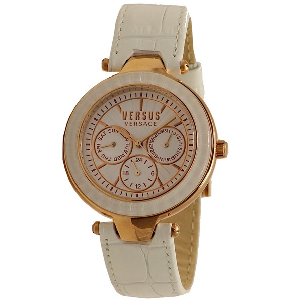  Versus By Versace Sertie Multi SOS030015 White Genuine Leather Analog Watch 