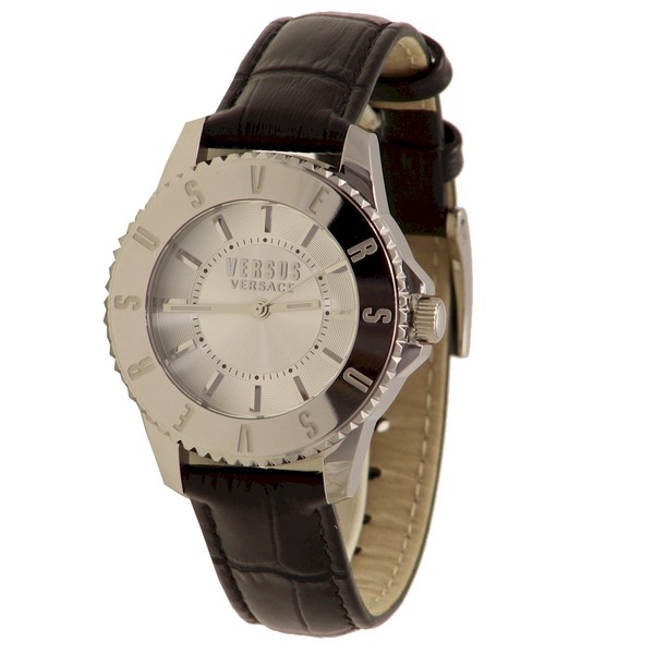  Versus By Versace Tokyo SH7140015 Black/Silver Genuine Leather Analog Watch 