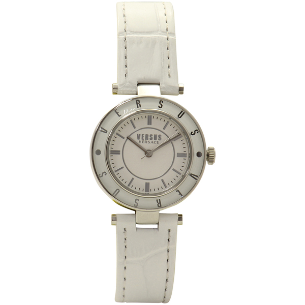  Versus By Versace Women's SP8120015 White Leather/Silver Analog Watch 