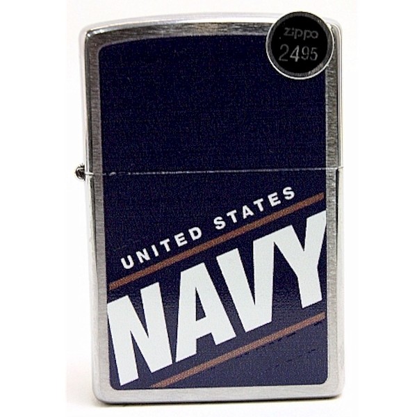 Zippo 24813 United States Navy Brushed Chrome Lighter 