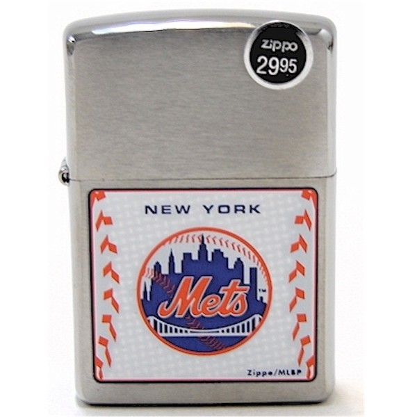  Zippo Lighter 24586 MLB New York Mets Silver Satin Chrome Lighter 