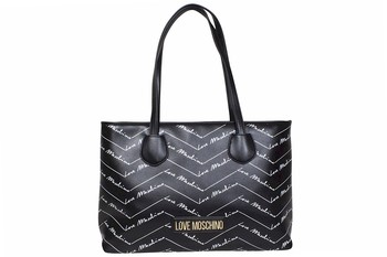 Love Moschino All-Over Logo Romantic Shopper Handbag Women's JC4243PP0BKH0 Black