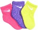 Nike Little Girl's 3-Pair Quarter Length Performance Bright Assorted Socks