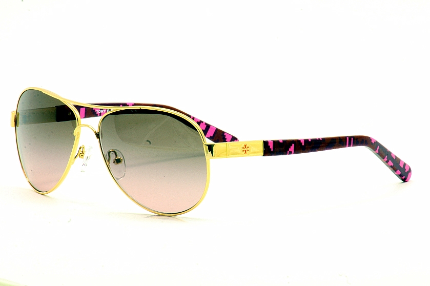 Tory Burch Women's TY6010 TY/6010 360/14 Gold/Pink Aviator Sunglasses |  