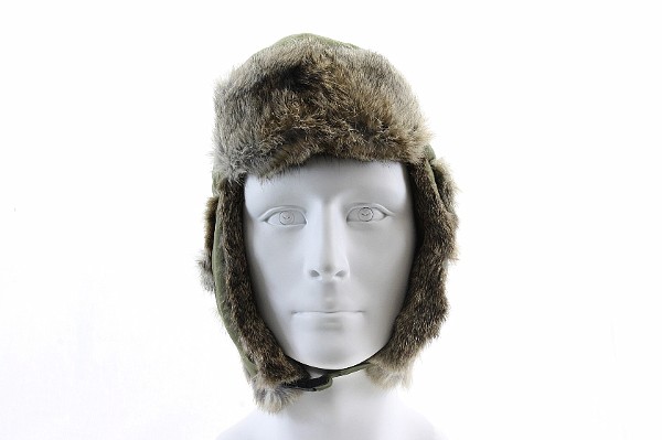  Woolrich Pilot Aviator Hat Olive with Rabbit Fur Lining 