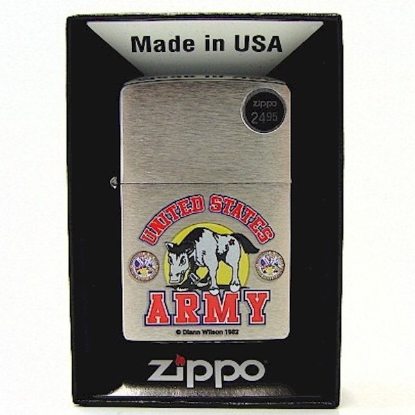  Zippo 24530 United States Army Mule Silver Chrome Lighter 