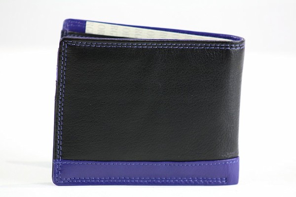  Giorgio Armani Men's Black/Blue Leather Bi-Fold Wallet 