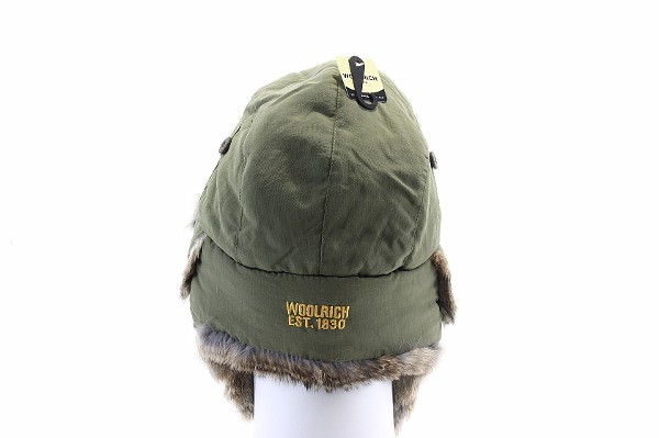  Woolrich Pilot Aviator Hat Olive with Rabbit Fur Lining 
