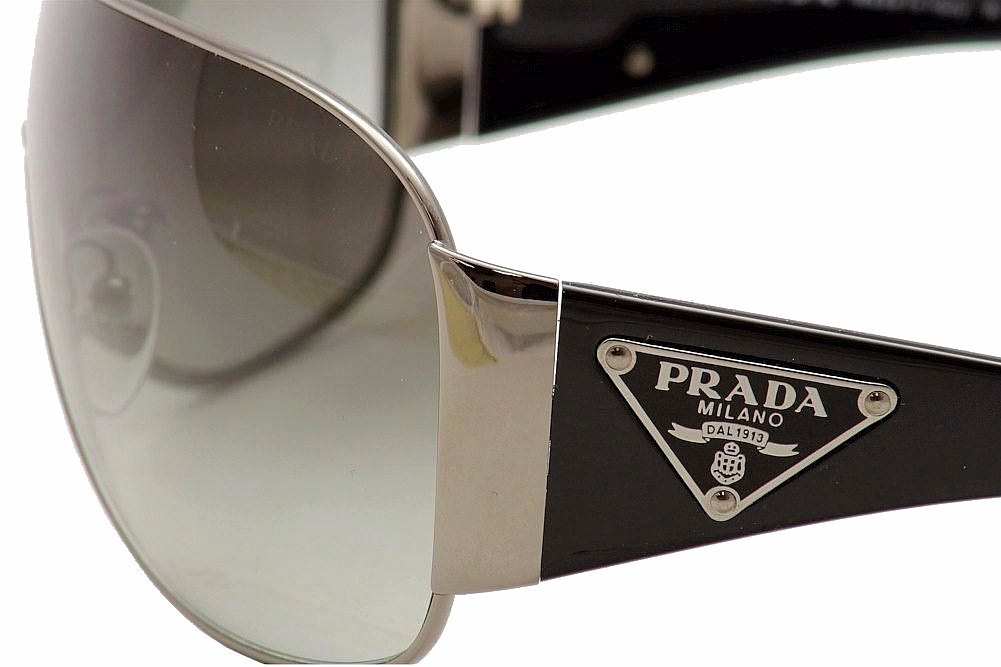 PRADA SPR 57L サングラス ケース付き Prada SPR57L SPR/57L 5AV-3M1 Silver/Gunmetal Shield Sunglasses