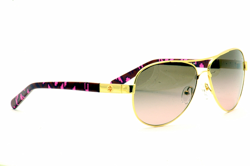 Tory Burch Women's TY6010 TY/6010 360/14 Gold/Pink Aviator Sunglasses |  