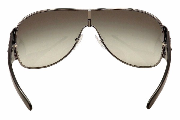 Prada SPR57L SPR/57L 5AV-3M1 Silver/Gunmetal Shield Sunglasses 57mm ...