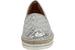 Love Moschino Women's Metallic Silver Crackle Quilted Slip-On Espadrille Loafer