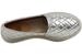 Love Moschino Women's Metallic Silver Crackle Quilted Slip-On Espadrille Loafer