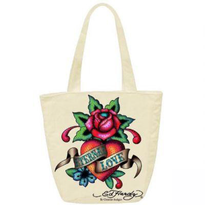  Ed Hardy Eternal Love Tote Bag Beige 