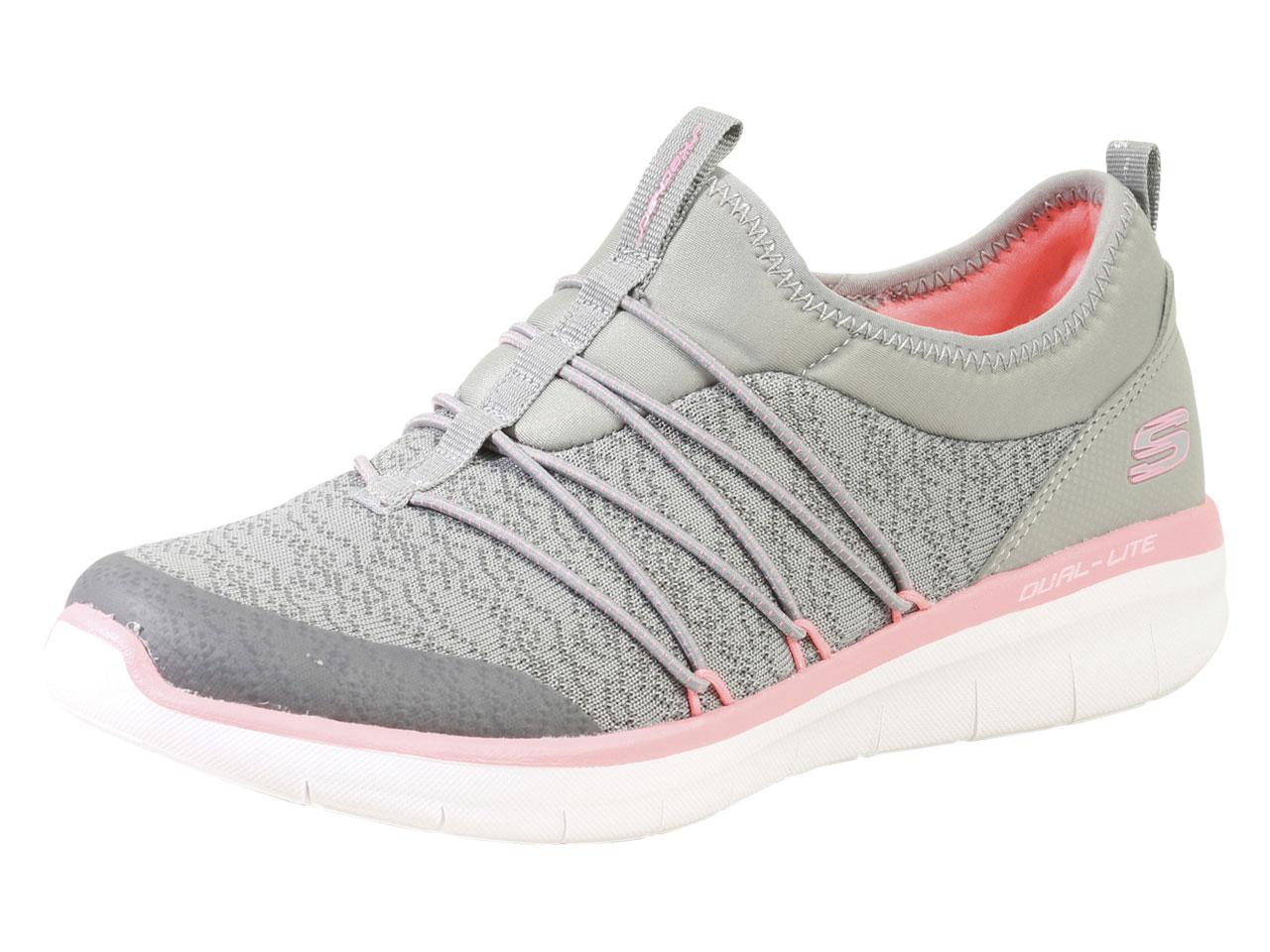 Skechers Women's Synergy 2.0 Simply Chic Memory Foam Sneakers Shoes - Gray/Pink - 10 B(M) US