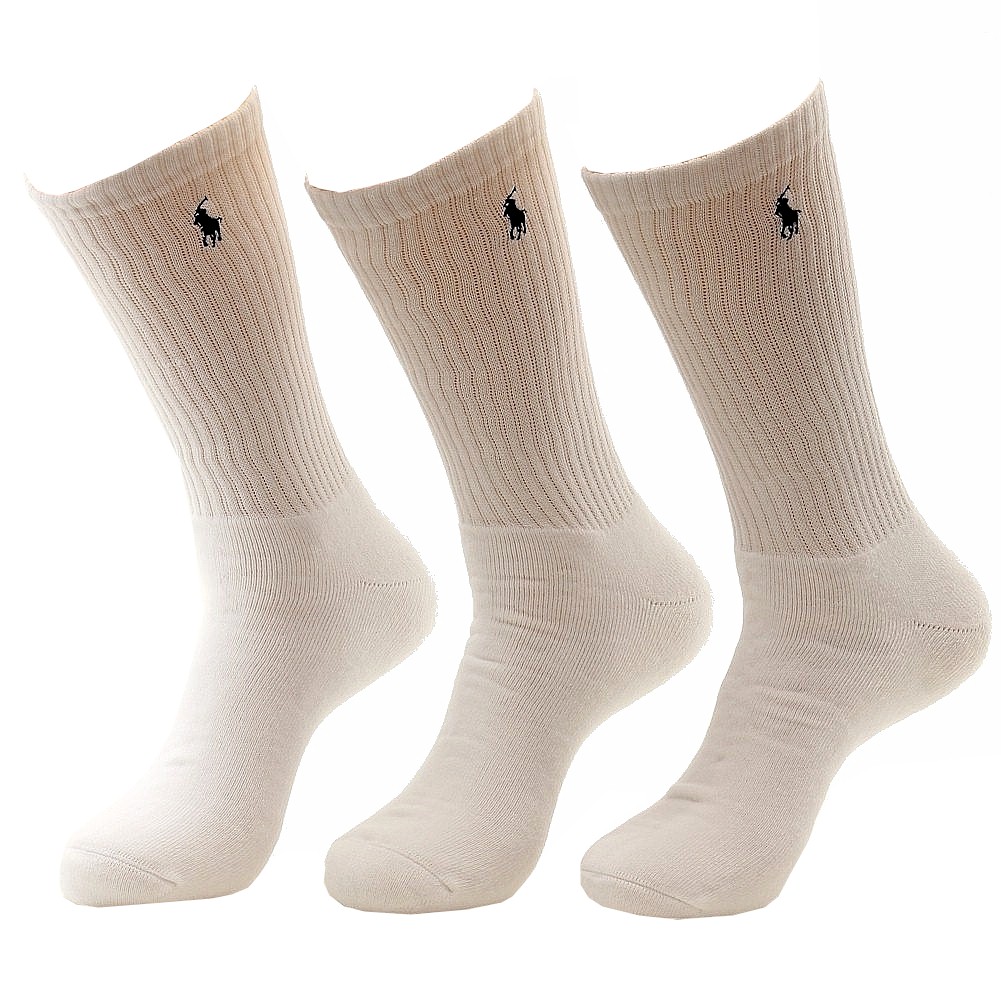 Polo Ralph Lauren Men's Classic Sport 3 Pair Socks - White - 10 13 Fits Shoe 6 12.5