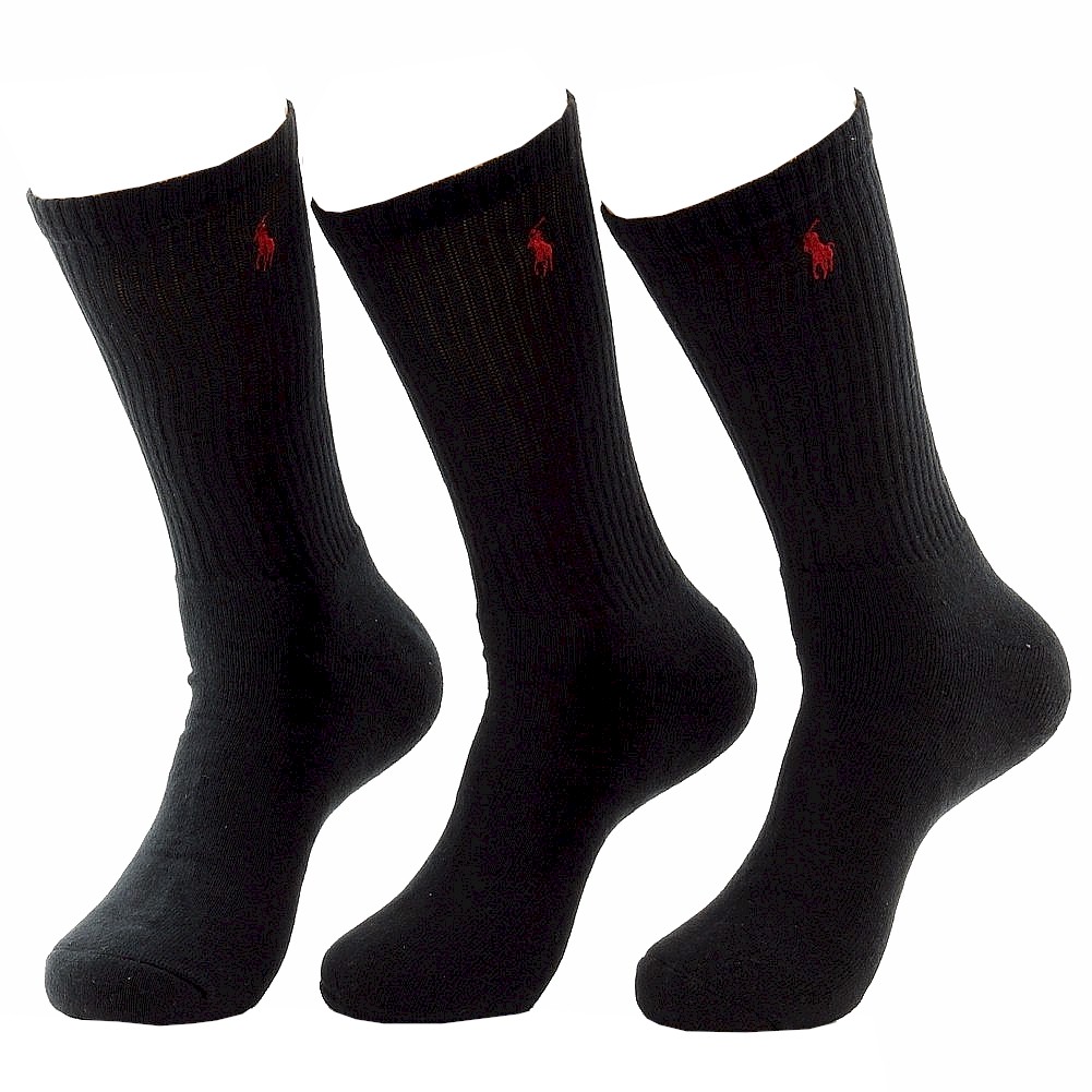 Polo Ralph Lauren Men's Classic Sport 3 Pair Socks - Black - 13 16 Fits Shoe 9 15.5 XL