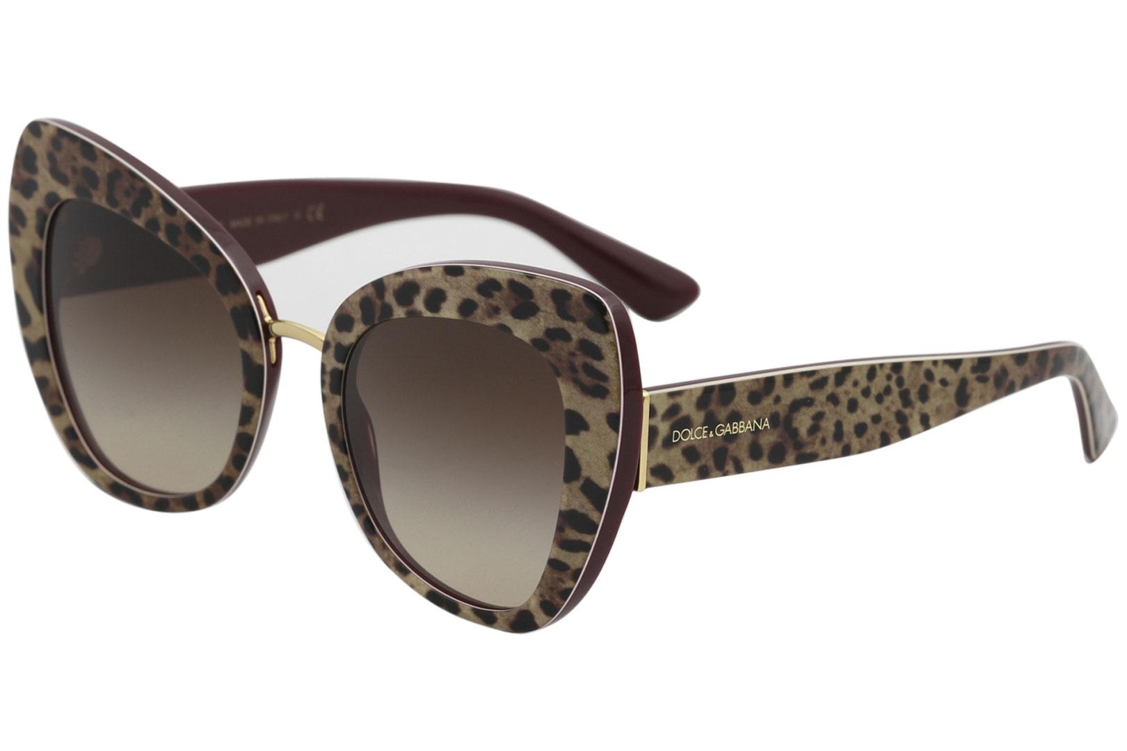 Dolce & Gabbana Women's D&G DG4319 DG/4319 Fashion Cat Eye Sunglasses - Leopard Bordeaux/Brown Gradient   3161/13 - Lens 51 Bridge 22 Temple 140mm