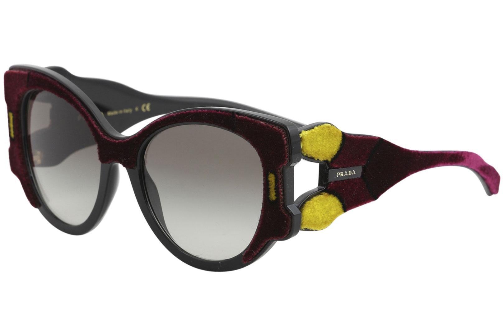 Prada Women's SPR10U SPR/10U Fashion Square Sunglasses - Bordeaux Yellow Brown/Grey Gradient   I7Y/0A7 - Lens 54 Bridge 19 B 49.2 ED 60.4 Temple 140mm