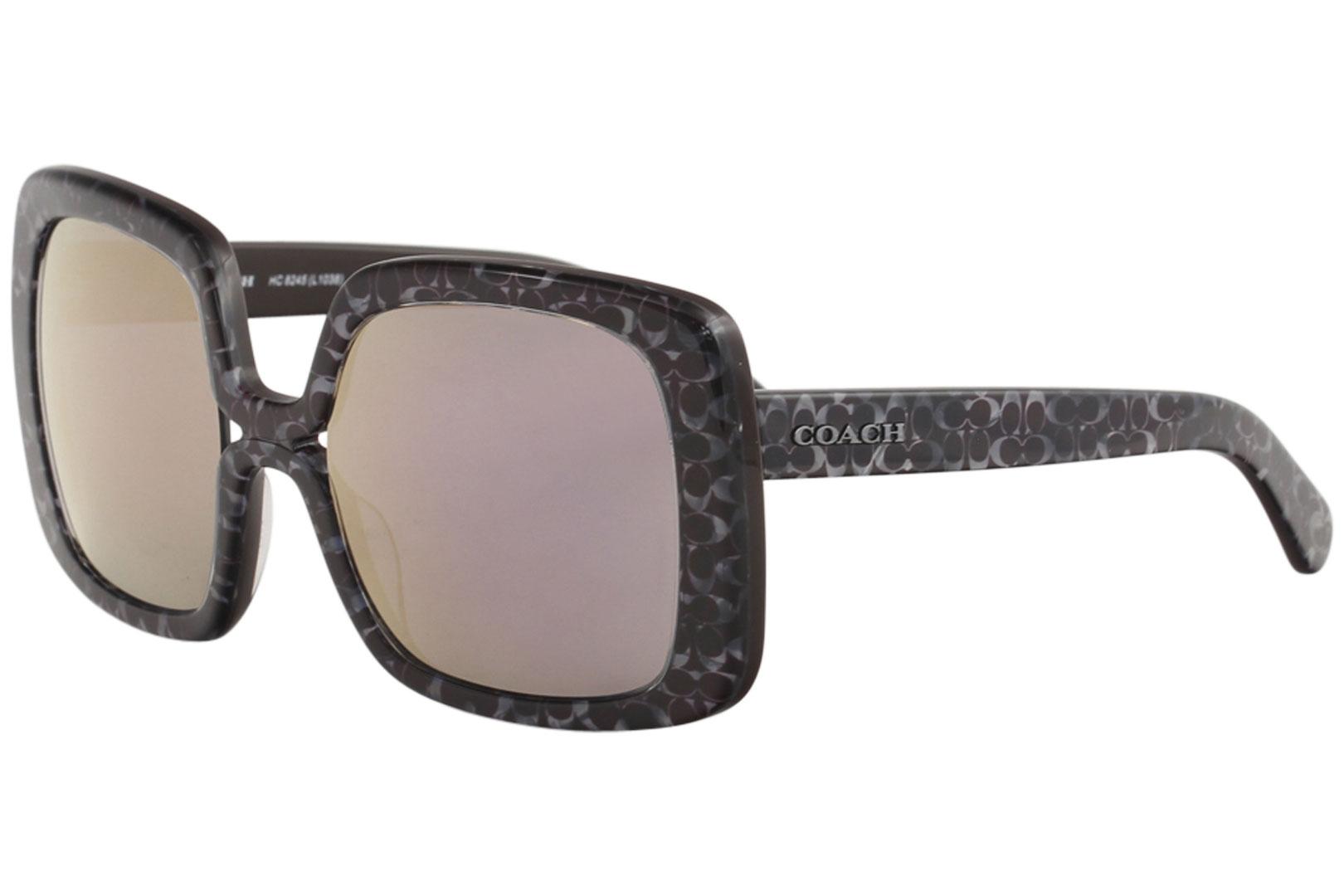 Coach Women's HC8245 HC/8245 Fashion Square Sunglasses - Oxblood Signature C/Blue Pink Mirror   55185R - Lens 56 Bridge 21 B 55.6 ED 65.5 Temple 140mm