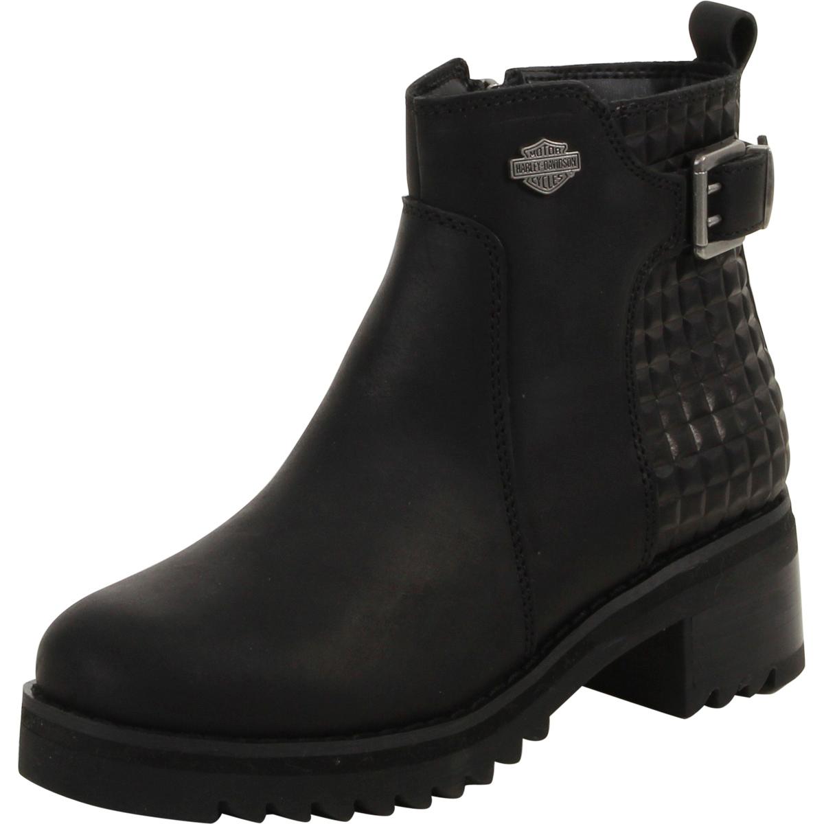 Harley Davidson Women's Kelso Textured Ankle Boots Shoes - Black - 6.5 D(M) US