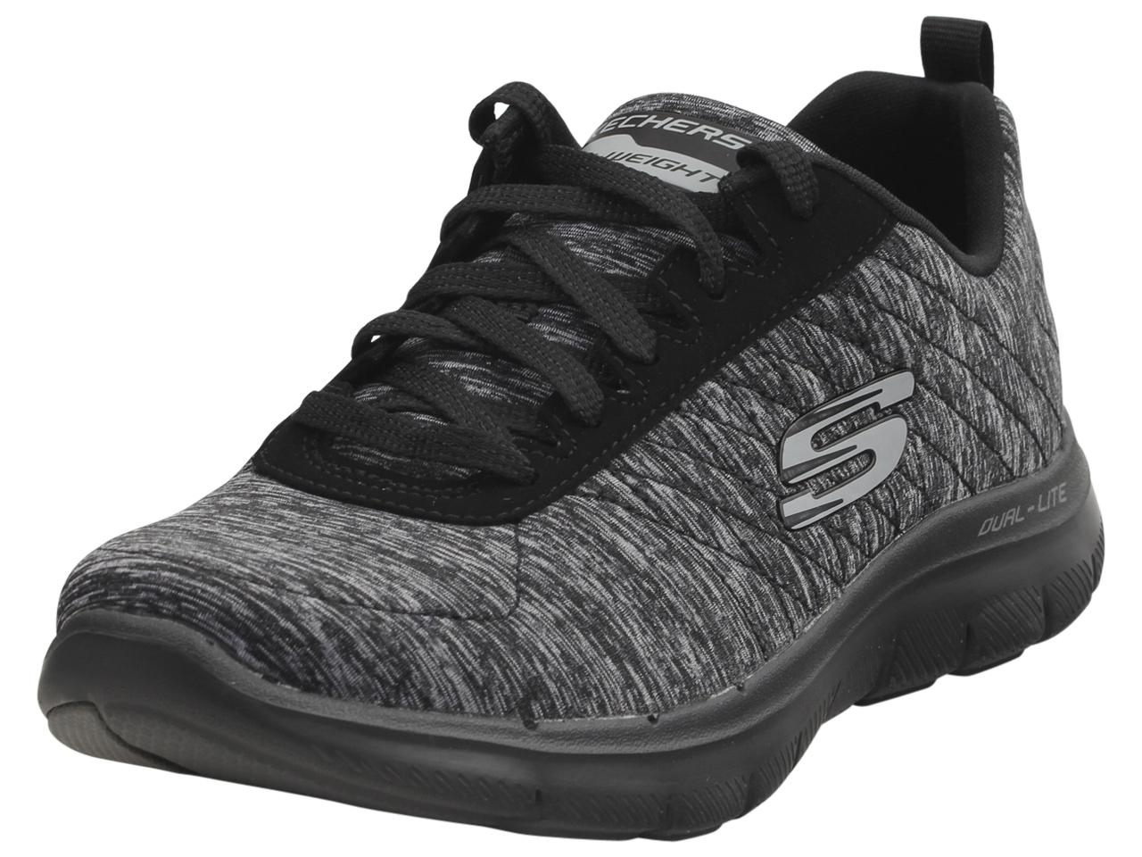 Skechers Women's Flex Appeal 2.0 Memory Foam Sneakers Shoes - Black - 6 B(M) US