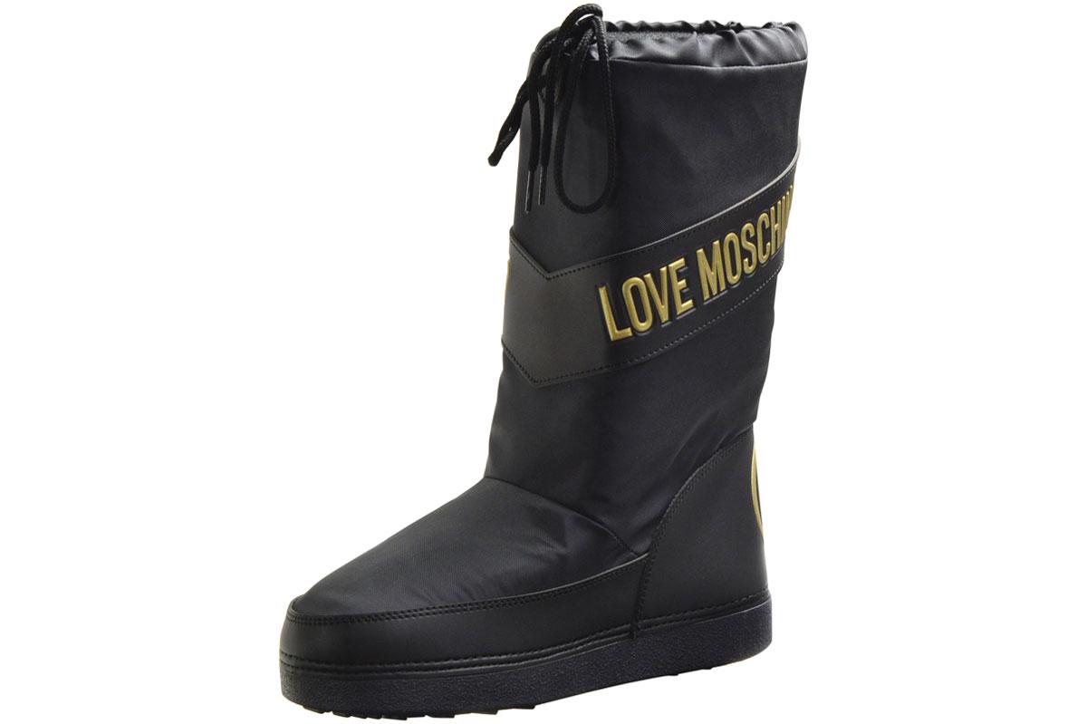 Love Moschino Women's Techno Fabric Logo Stripe Boots Shoes - Black - 5 6 B(M) US/35 36 M EU