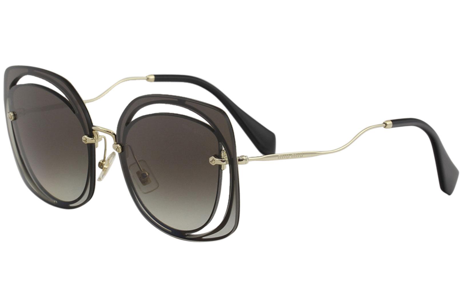 Miu Miu Women's SMU54S SMU/54S Fashion Square Sunglasses - Black Gold/Grey Gradient   1AB/0A7 - Lens 64 Bridge 16 B 59.2 ED 75.2 Temple 145mm