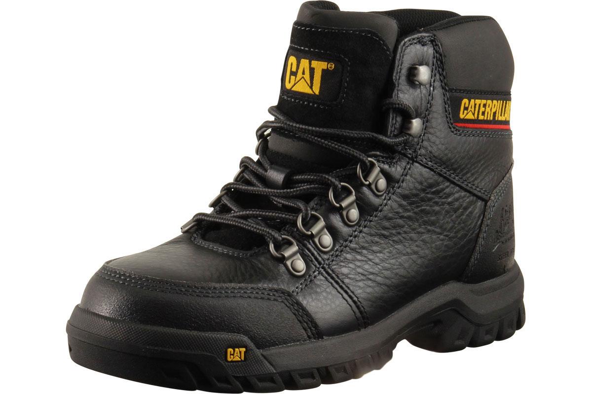 Caterpillar Men's Outline ST Slip Resistant Steel Toe Work Boots Shoes - Black - 9.5 D(M) US