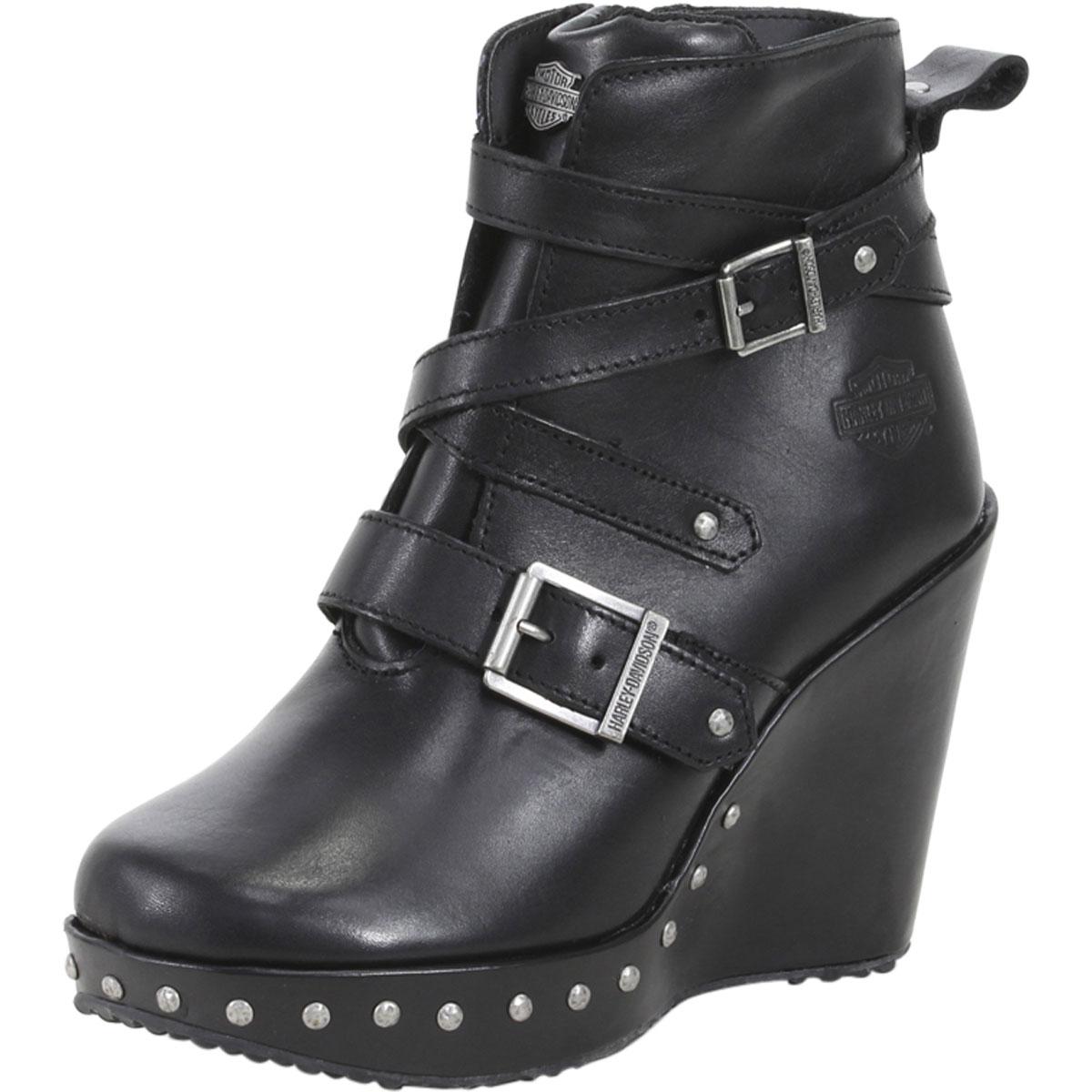 Harley Davidson Women's Linley Wedge Heel Ankle Boots Shoes - Black - 9.5 B(M) US -  Harley-Davidson