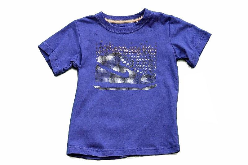 Nike Boy's Cotton Contrast Dots Sneaker Short Sleeve T Shirt - Blue - 4 -  60603