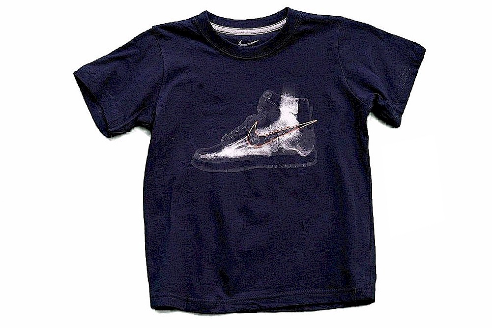 Nike Boy's Sneaker X Ray & Swoosh Logo Short Sleeve T Shirt - Blue - 5