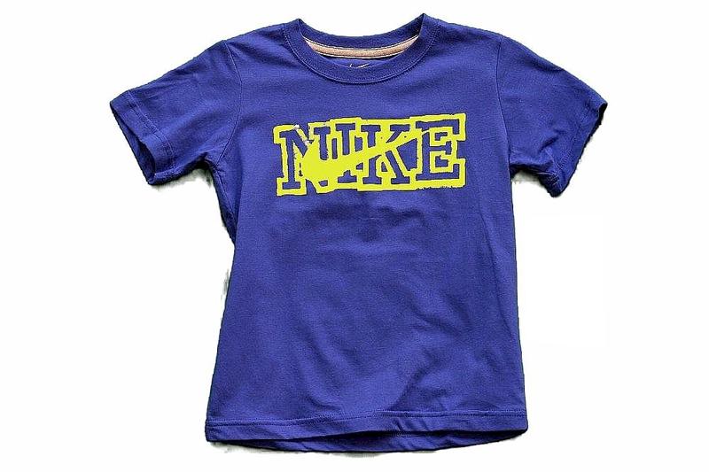 Nike Boy's Logo Outline Short Sleeve T Shirt - Blue - 4