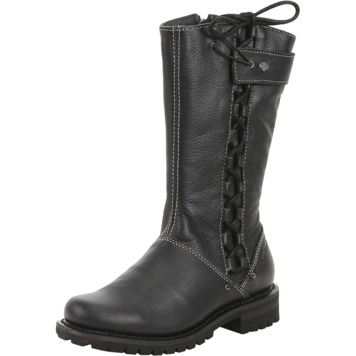 Harley Davidson Women's Melia Side Lace Motorcycle Boots Shoes - Black - 7.5 B(M) US -  Harley-Davidson