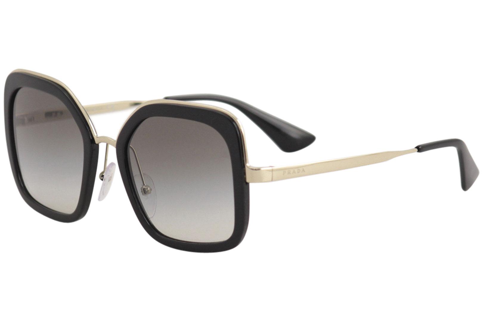 Prada Women's SPR57U SPR/57/U 1AB-0A7 Black Fashion Square Sunglasses